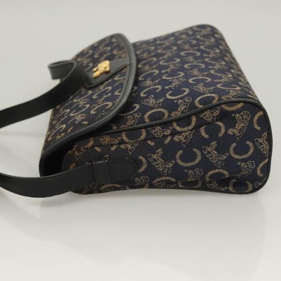 CELINE C Sulky Shoulder Bag Canvas Navy Gold - Picture 5 of 13